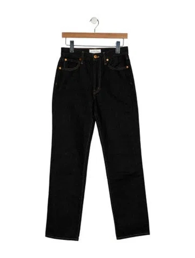 Pre-owned Slvrlake High-rise Straight Leg Jeans In Black