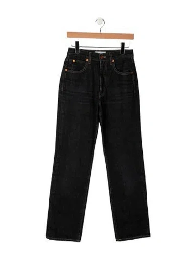 Pre-owned Slvrlake High-rise Straight Leg Jeans In Black