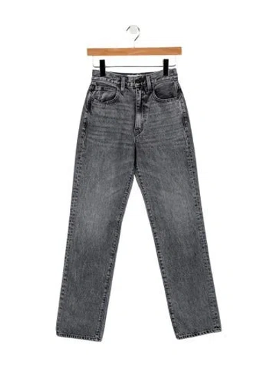 Pre-owned Slvrlake High-rise Straight Leg Jeans In Gray