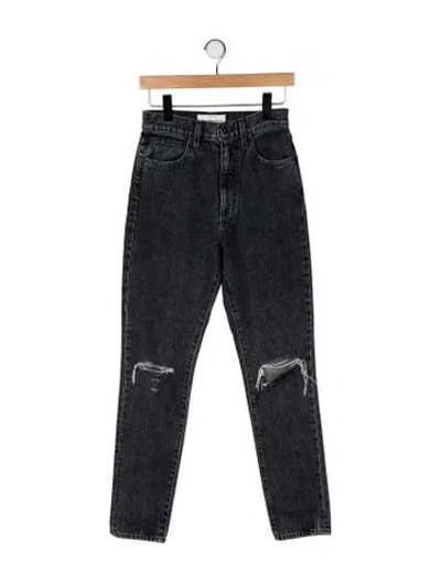 Pre-owned Slvrlake High-rise Straight Leg Jeans In Gray