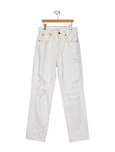 Pre-owned Slvrlake High-rise Straight Leg Jeans In White