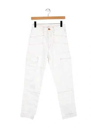 Pre-owned Slvrlake High-rise Straight Leg Jeans In White