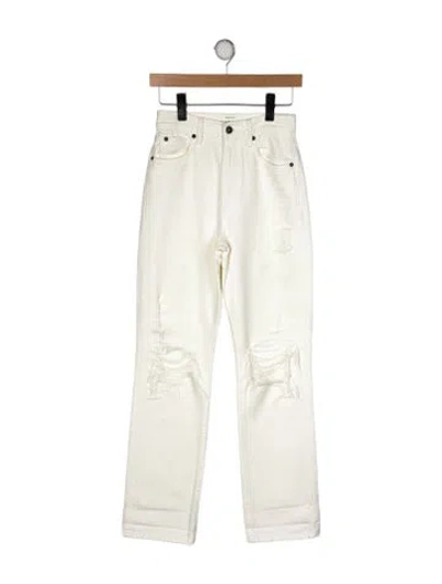 Pre-owned Slvrlake High-rise Straight Leg Jeans In White