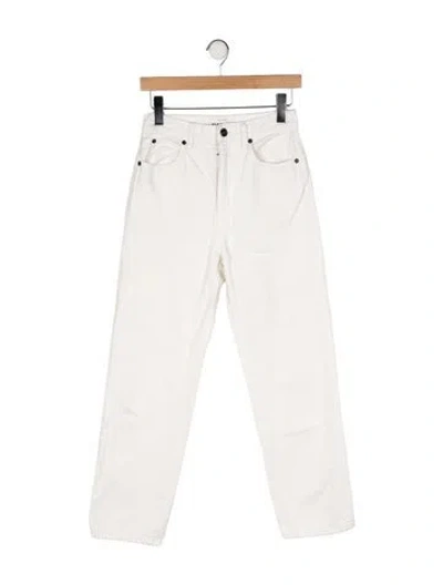 Pre-owned Slvrlake High-rise Straight Leg Jeans In White