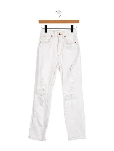 Pre-owned Slvrlake High-rise Straight Leg Jeans In White