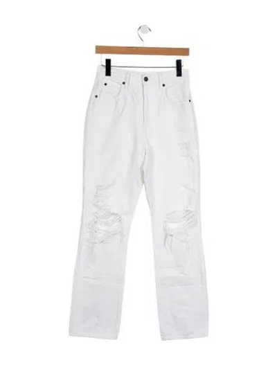 Pre-owned Slvrlake High-rise Straight Leg Jeans In White