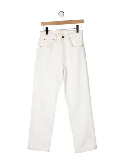 Pre-owned Slvrlake High-rise Straight Leg Jeans In White