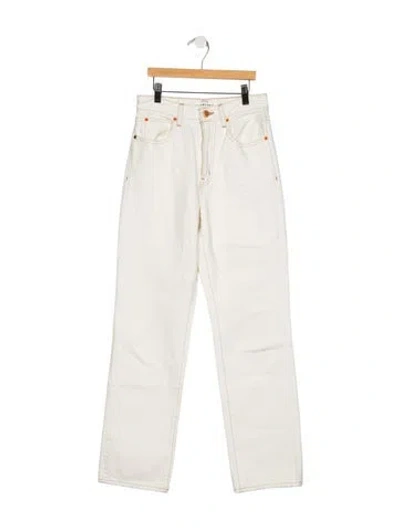 Pre-owned Slvrlake High-rise Straight Leg Jeans In White