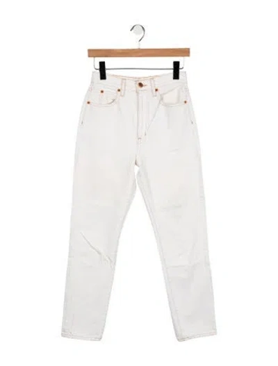 Pre-owned Slvrlake High-rise Straight Leg Jeans In White