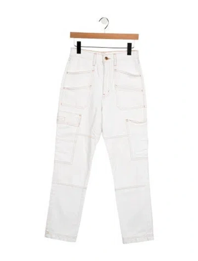 Pre-owned Slvrlake High-rise Straight Leg Jeans In White