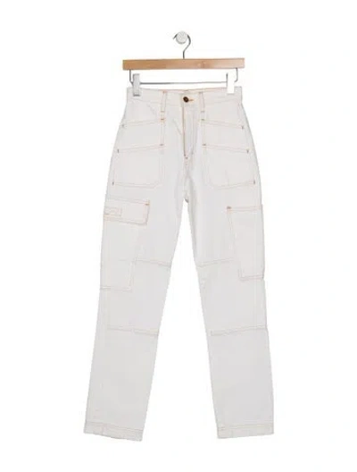 Pre-owned Slvrlake High-rise Straight Leg Jeans In White