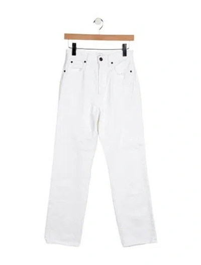 Pre-owned Slvrlake High-rise Straight Leg Jeans In White