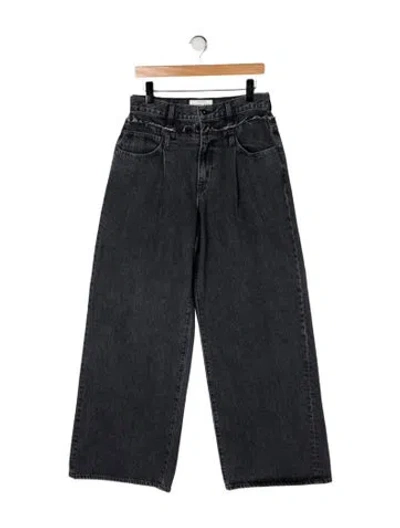 Pre-owned Slvrlake High-rise Wide Leg Jeans In Gray