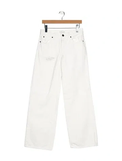 Pre-owned Slvrlake High-rise Wide Leg Jeans In White
