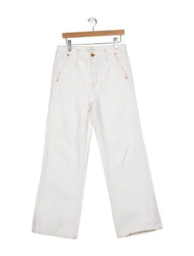 Pre-owned Slvrlake High-rise Wide Leg Jeans In White
