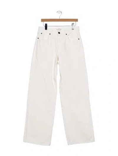 Pre-owned Slvrlake High-rise Wide Leg Jeans In White