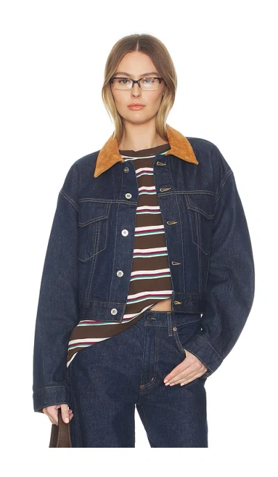 Slvrlake Kira Curve Sleeve Trucker In Blue