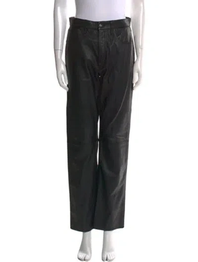 Pre-owned Slvrlake Lambskin Straight Leg Pants In Black