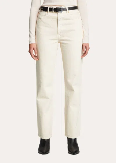 Slvrlake London Straight High Rise Jeans In Ecru In White