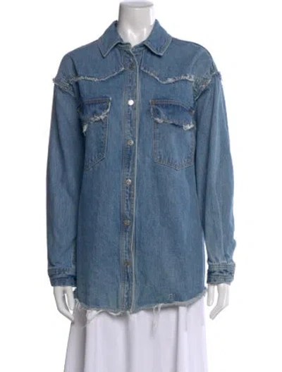 Pre-owned Slvrlake Long Sleeve Button-up Top In Blue
