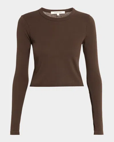 Slvrlake Long Sleeve Cropped Baby Tee In Brown