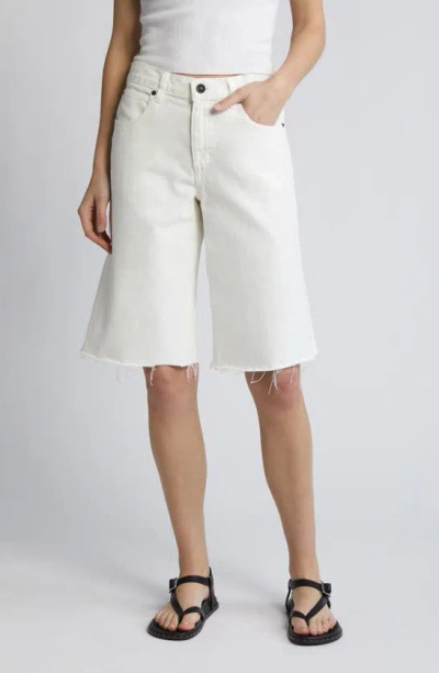 Slvrlake Mica Frayed Hem Denim Bermuda Shorts In White