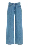 Slvrlake Mica Seamed Rigid Low-rise Wide-leg Jeans In Medium Wash