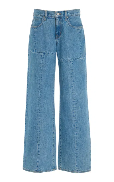 Slvrlake Mica Seamed Rigid Low-rise Wide-leg Jeans In Medium Wash