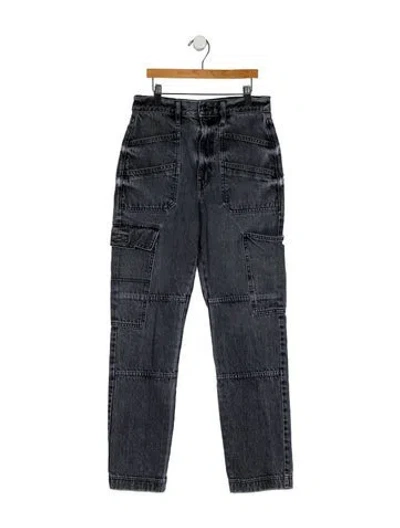 Pre-owned Slvrlake Mid-rise Straight Leg Jeans In Black