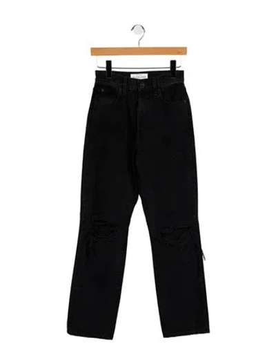 Pre-owned Slvrlake Mid-rise Straight Leg Jeans In Black