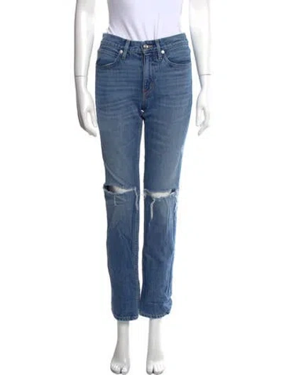 Pre-owned Slvrlake Mid-rise Straight Leg Jeans In Blue