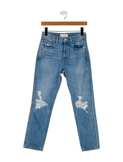 Pre-owned Slvrlake Mid-rise Straight Leg Jeans In Blue