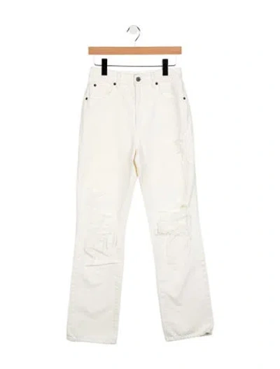 Pre-owned Slvrlake Mid-rise Straight Leg Jeans In White
