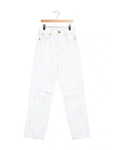 Pre-owned Slvrlake Mid-rise Straight Leg Jeans In White