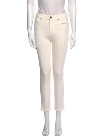 Pre-owned Slvrlake Mid-rise Straight Leg Jeans In White