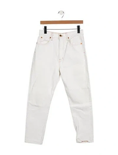 Pre-owned Slvrlake Mid-rise Straight Leg Jeans In White