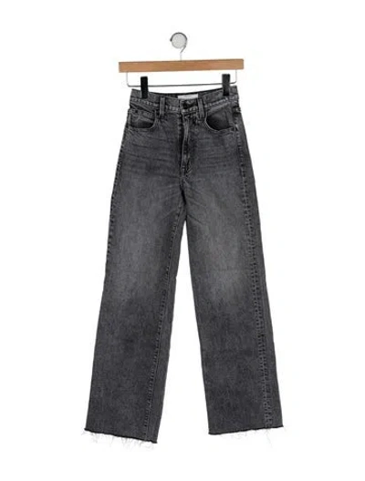 Pre-owned Slvrlake Mid-rise Wide Leg Jeans In Gray