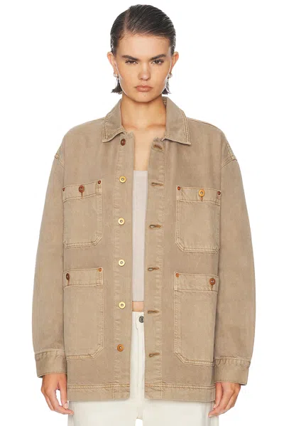 Slvrlake Oversized Denim Worker Jacket In Driftwood In Neutral
