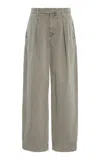 Slvrlake Pleated Cotton Chino Pants In Green