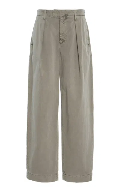 Slvrlake Pleated Cotton Chino Pants In Green
