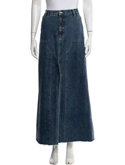 Pre-owned Slvrlake Raw-edge Trim Long Skirt In Blue