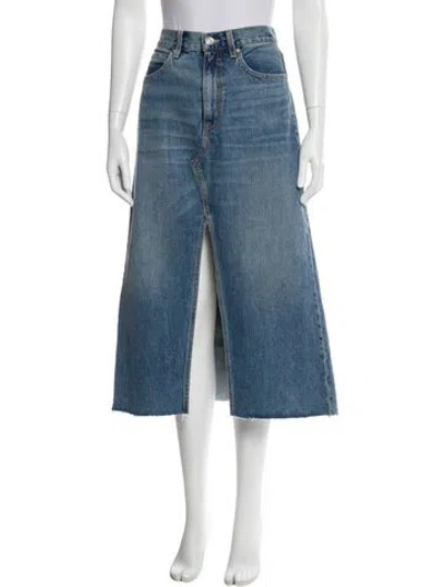 Pre-owned Slvrlake Raw-edge Trim Midi Length Skirt In Blue