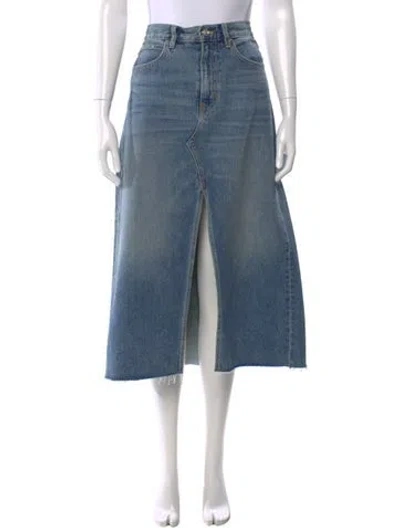 Pre-owned Slvrlake Raw-edge Trim Midi Length Skirt In Blue