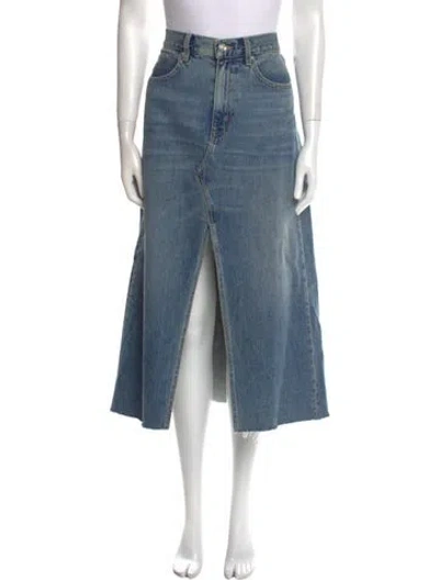 Pre-owned Slvrlake Raw-edge Trim Midi Length Skirt In Blue