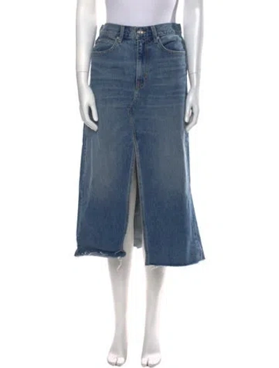 Pre-owned Slvrlake Raw-edge Trim Midi Length Skirt In Blue