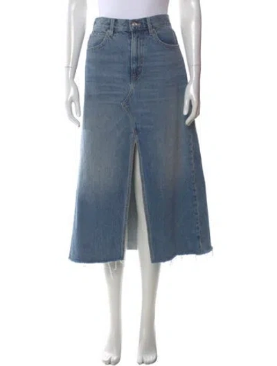 Pre-owned Slvrlake Raw-edge Trim Midi Length Skirt In Blue