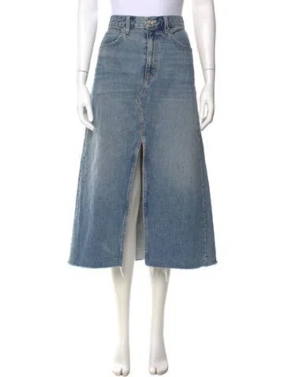 Pre-owned Slvrlake Raw-edge Trim Midi Length Skirt In Blue