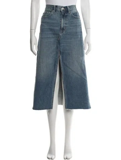 Pre-owned Slvrlake Raw-edge Trim Midi Length Skirt In Blue