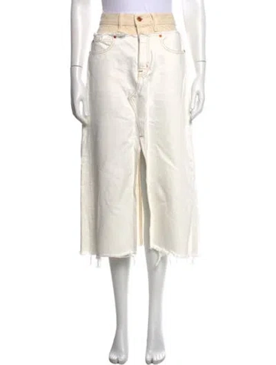 Pre-owned Slvrlake Raw-edge Trim Midi Length Skirt In Neutrals