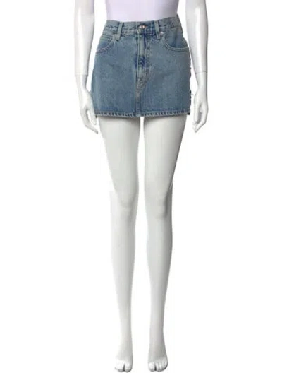 Pre-owned Slvrlake Raw-edge Trim Mini Skirt W/ Tags In Blue